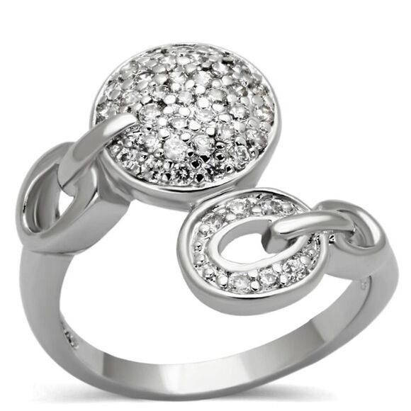 Brass and Rhodium AAA Grade CZ Silver Ring Sizes 5,6 - Picture 2 of 7